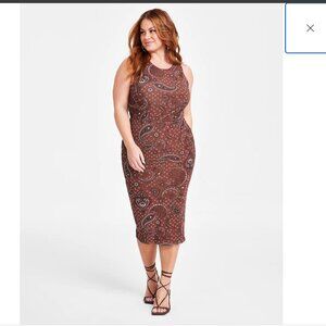 Nina Parker Trendy Plus Size Printed Mesh Midi Dress, Created for Macy's sz 2X